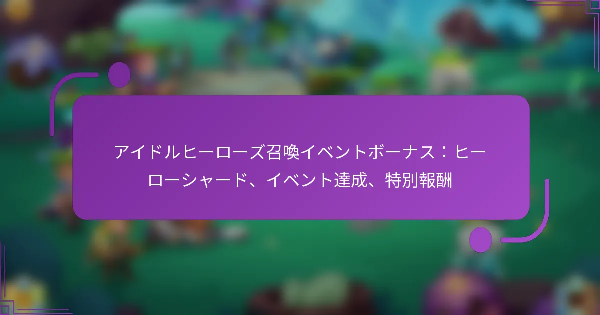 アイドルヒーローズ召喚イベントボーナス：ヒーローシャード、イベント達成、特別報酬