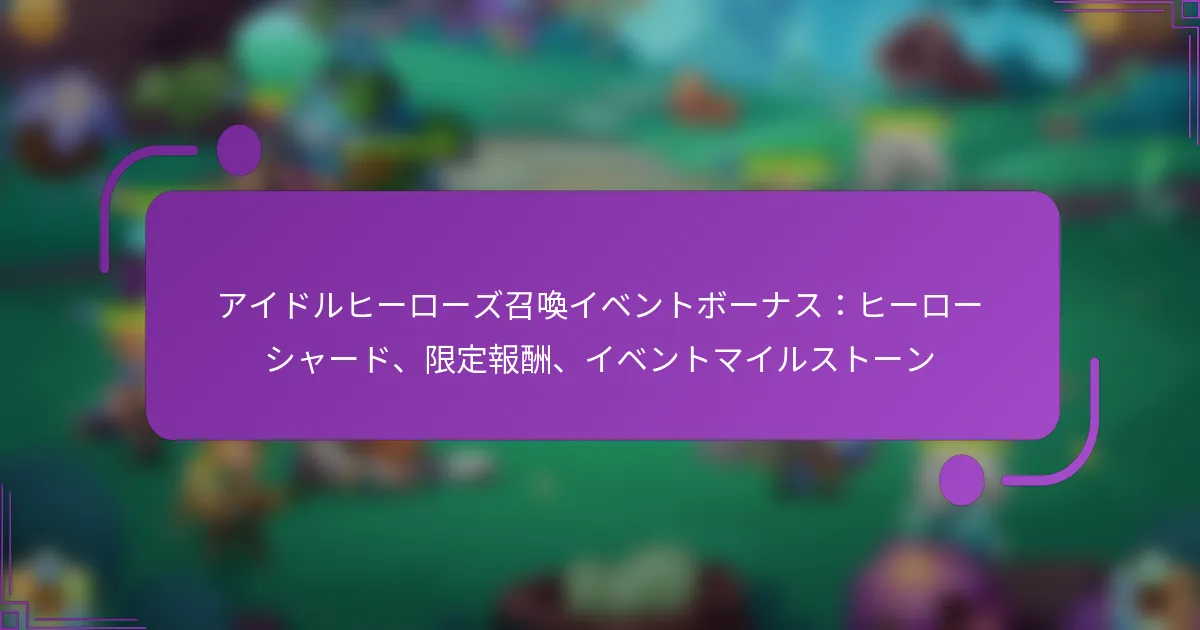 アイドルヒーローズ召喚イベントボーナス：ヒーローシャード、限定報酬、イベントマイルストーン
