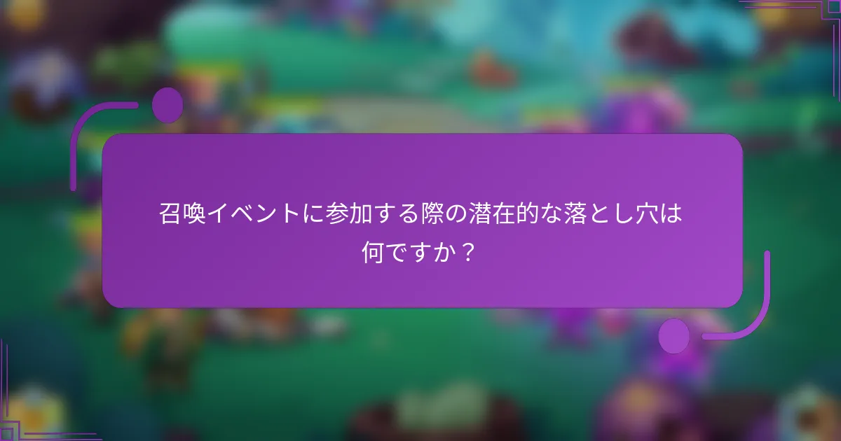召喚イベントに参加する際の潜在的な落とし穴は何ですか？